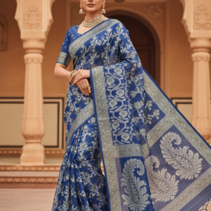 Blue Soft Jamdani Pure Cotton Saree –Traditional Handloom Saree