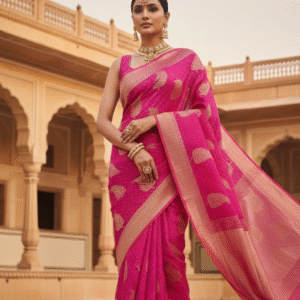 Pink Handloom Cotton Silk Saree