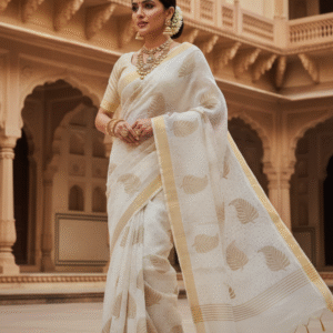 White Handloom Cotton Silk Saree