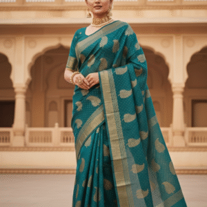 Deep Green Handloom Cotton Silk Saree
