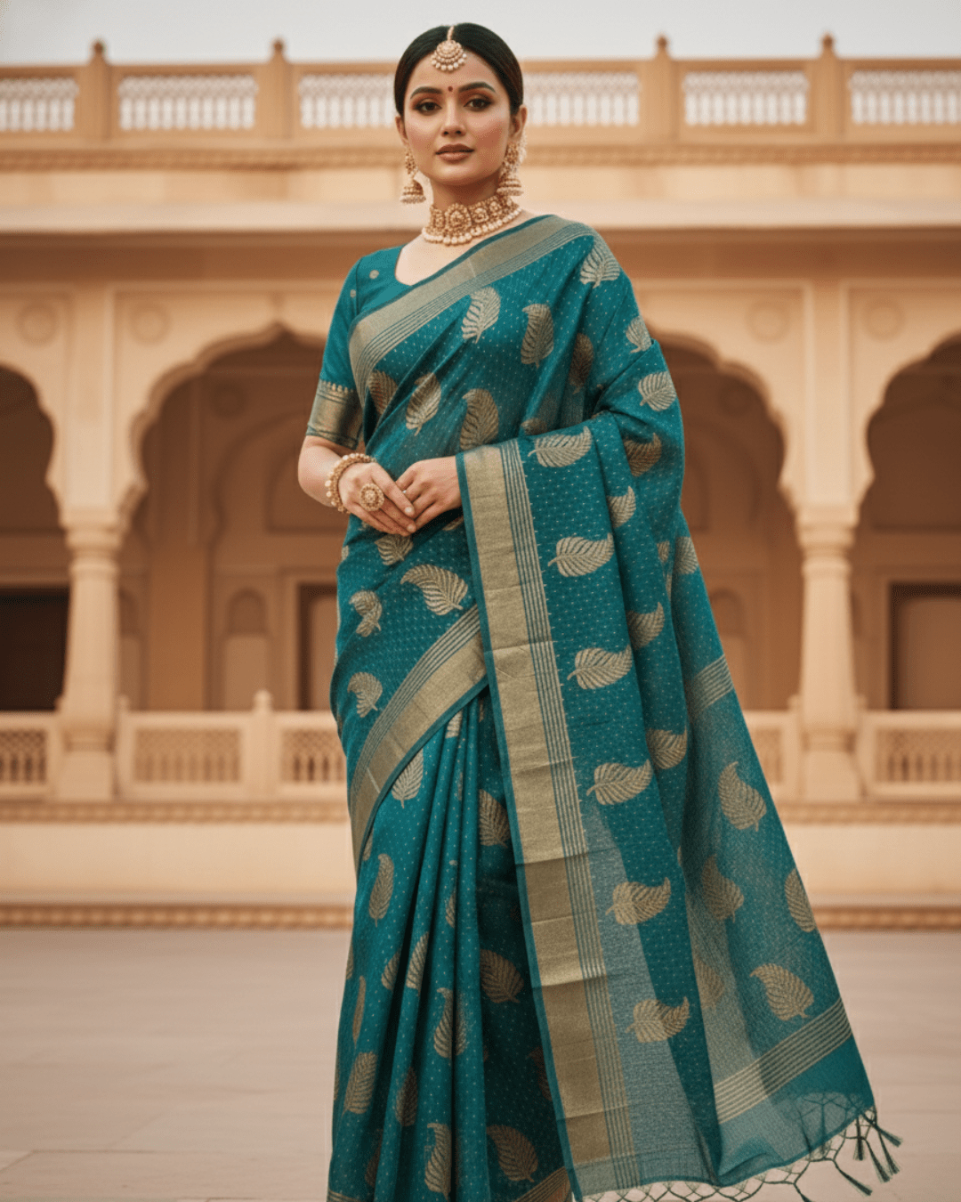 Deep Green Handloom Cotton Silk Saree