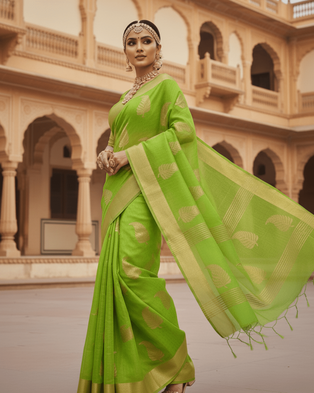 Light Green Handloom Cotton Silk Saree