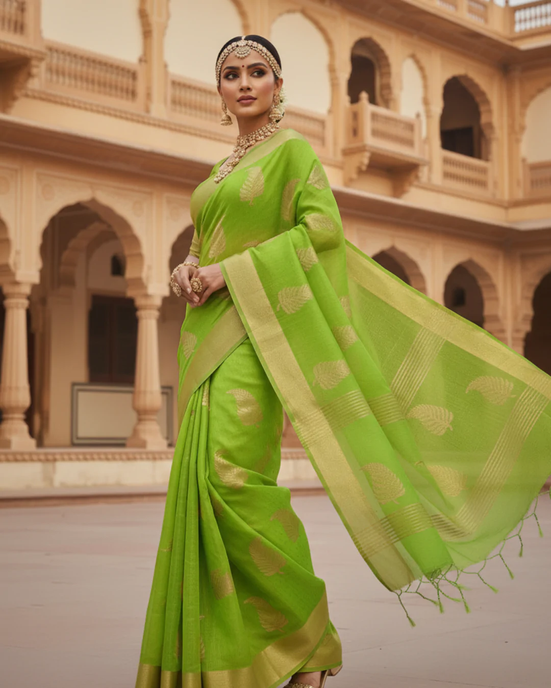 Light Green Handloom Cotton Silk Saree